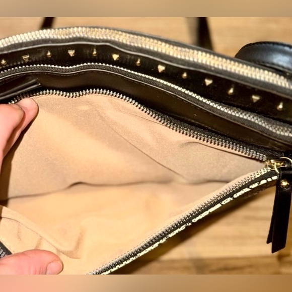 Nanette Lepore Shoulder & Crossbody Bag Black & White, N Print, 3Zippers&Rivets - Picture 9 of 14